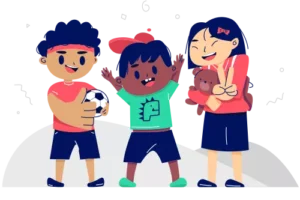 Enfants et adolescents heureux